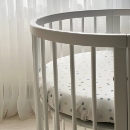 Husa saltea rotunda patut bebe copii cu elastic, Buline colorate (3)